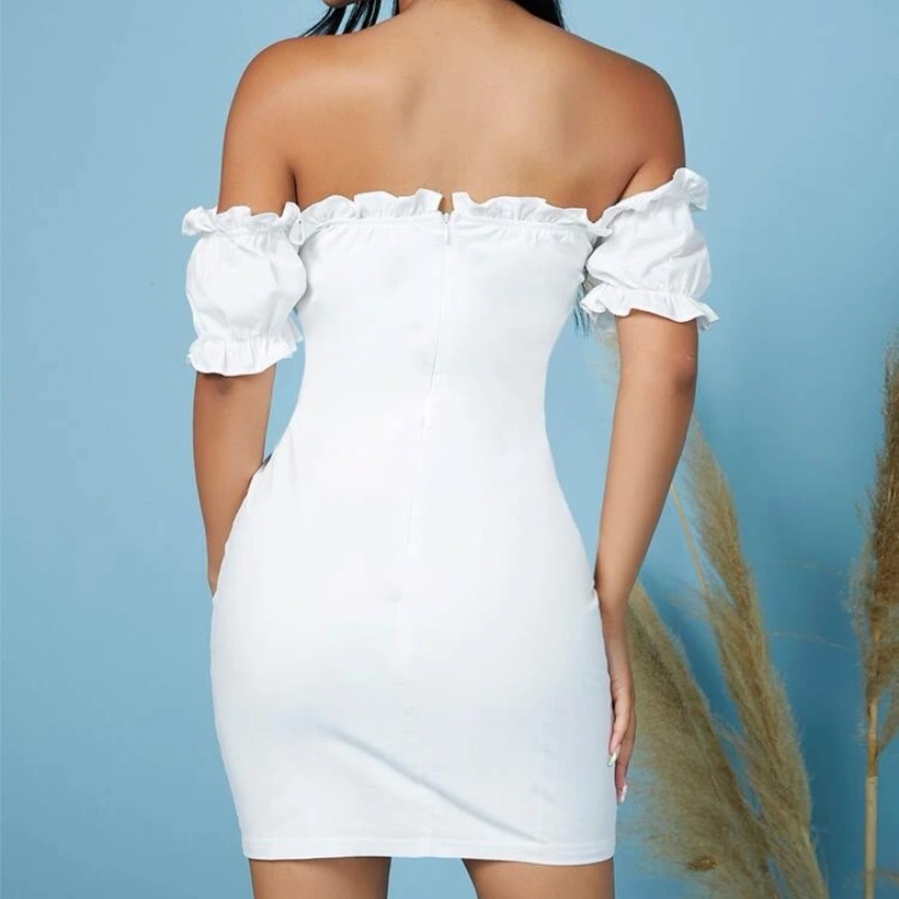 SXY Off Shoulder Frill Detail Dress